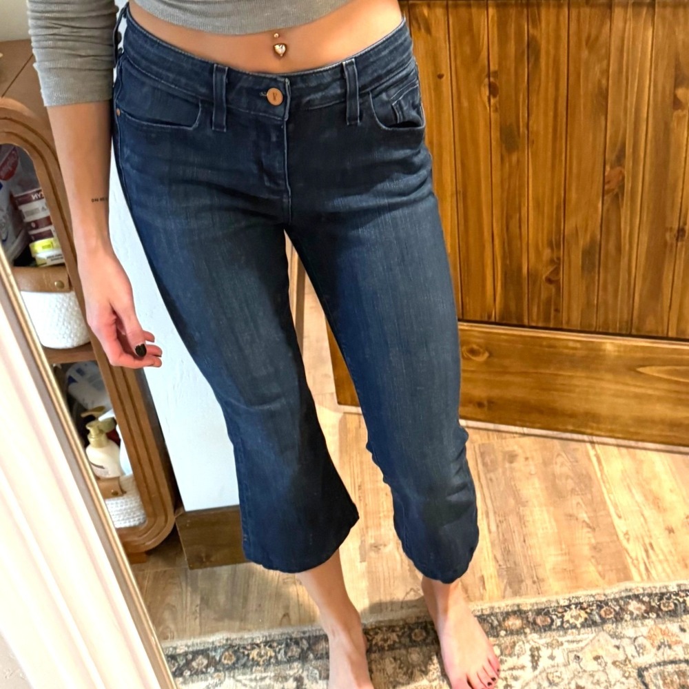 Anthropologie Pilcro Cropped Flare Jeans Dark Wash Size 28